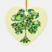 Irish Four Leaf Clover Heart Kerstversiering Keramisch Ornament (Voorkant)