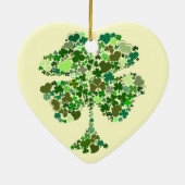 Irish Four Leaf Clover Heart Kerstversiering Keramisch Ornament (Achterkant)
