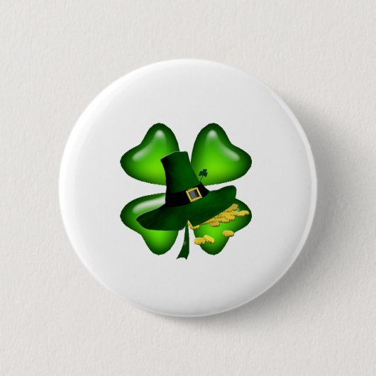 Irish Four Leaf Clover Lucky Shamrocks Ronde Button 5,7 Cm (Voorkant)