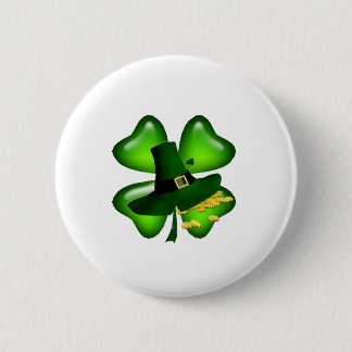 Irish Four Leaf Clover Lucky Shamrocks Ronde Button 5,7 Cm