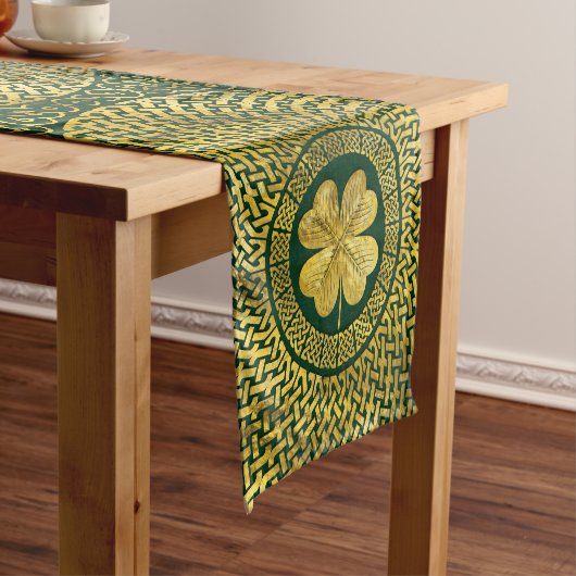 Irish Four-leaf clover met Celtic Knot Korte Tafelloper (Voorbeeld)