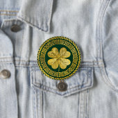 Irish Four-leaf clover met Celtic Knot Ronde Button 7,6 Cm (In situ)