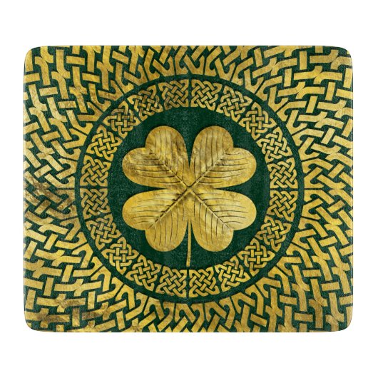 Irish Four-leaf clover met Celtic Knot Snijplank (Voorkant)