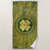 Irish Four-leaf clover met Celtic Knot Strandlaken (Voorkant)
