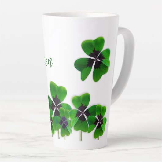 Irish four-leaf Clover Name Latte Mok (Rechterhoek)