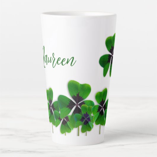 Irish four-leaf Clover Name Latte Mok (Voorkant)