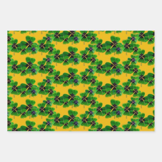 Irish Four Leaf Clover Pattern Inpakpapier Vel (Voorkant 3)
