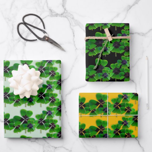 Irish Four Leaf Clover Pattern Inpakpapier Vel (Voorkant)