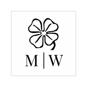 Irish Four Leaf Clover Wedding Couple Initialen Zelfinktende Stempel