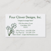 Irish Four Shamrock Plant Visitekaartjes (Achterkant)