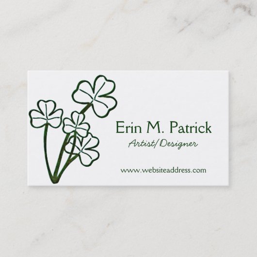 Irish Four Shamrock Plant Visitekaartjes (Voorkant)