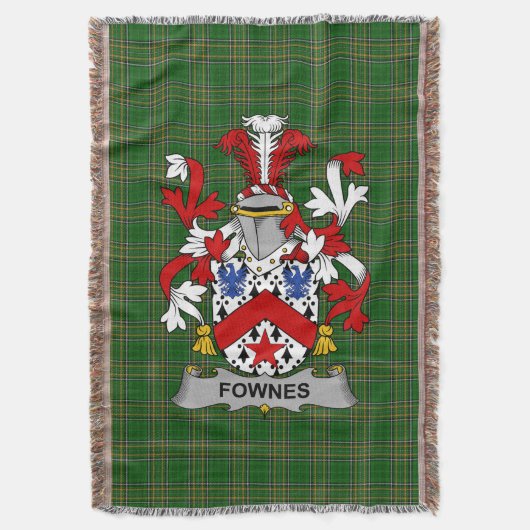 Irish Fownes Coat of Arms Family Crest Ireland Deken (Voorkant Verticaal)