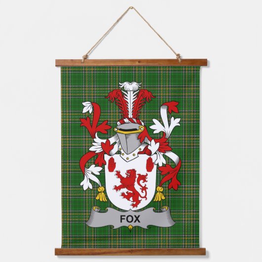 Irish Fox Coat of Arms Family Crest Hangend Wandkleed (Voorkant)