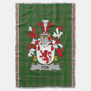 Irish Fox Coat of Arms Family Crest Ireland Deken