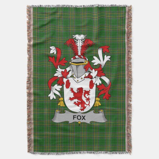 Irish Fox Coat of Arms Family Crest Ireland Deken (Voorkant Verticaal)