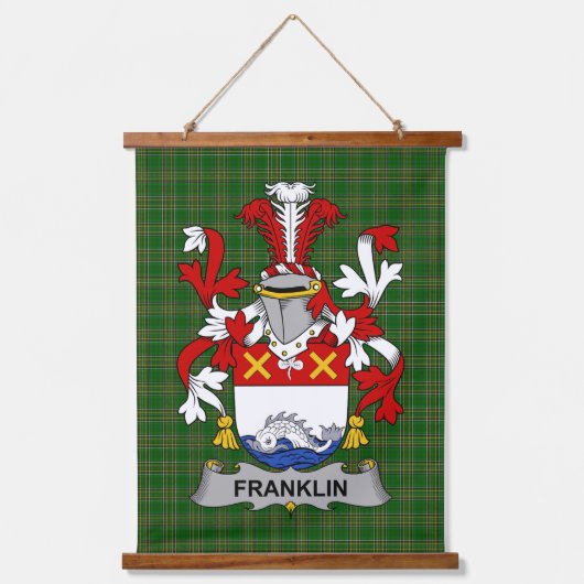 Irish Franklin Coat of Arms Family Crest Hangend Wandkleed (Voorkant)