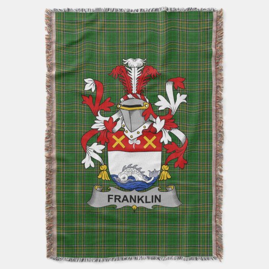 Irish Franklin Coat of Arms Family Crest Ireland Deken (Voorkant Verticaal)