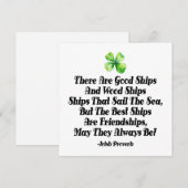 Irish Friendship Ships Proverb Four Leaf Clover (Voorkant / Achterkant)