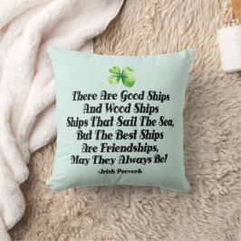Irish Friendship Ships Proverb Four Leaf Clover Kussen