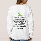 Irish Friendship Ships Proverb Four Leaf Clover Trui (Achterkant)