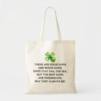 Irish Friendship Toast 4 Leaf Clover St Patricks Tote Bag