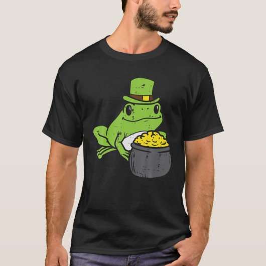 Irish Frog Pot of Gold Saint Paddys St Patricks da T-shirt (Voorkant)