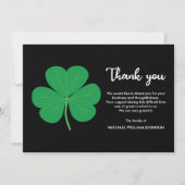 Irish Funeral Black White Green Shamrock Clover Bedankkaart (Voorkant)