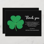Irish Funeral Black White Green Shamrock Clover Bedankkaart (Voorkant / Achterkant)