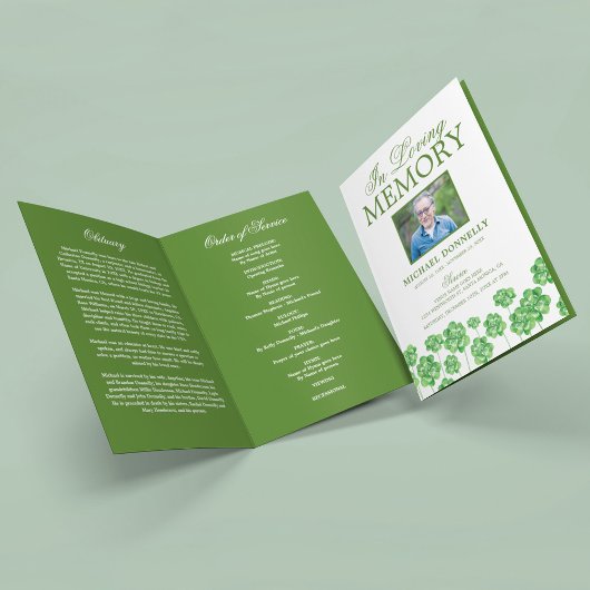 Irish Funeral Obituary Order of Service Clover Pro Programma