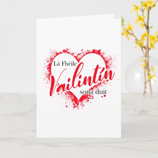 Irish Gaeilge Valentijnsdag Kaart (Gele Bloem)