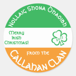 Irish Gaelic Merry kerst op maat Ronde Sticker