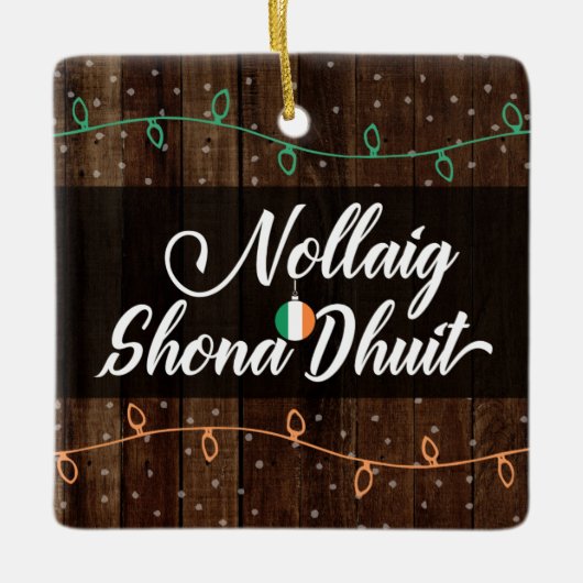 Irish Gaelic Merry Kerstmis Nollaig Shona Dhuit Keramisch Ornament (Voorkant)