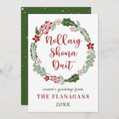 Irish Gaelic Merry Kerstmis, op maat Feestdagenkaart (Voorkant / Achterkant)