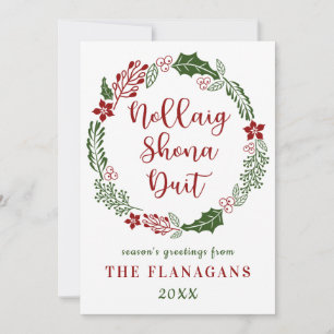 Irish Gaelic Merry Kerstmis, op maat Feestdagenkaart