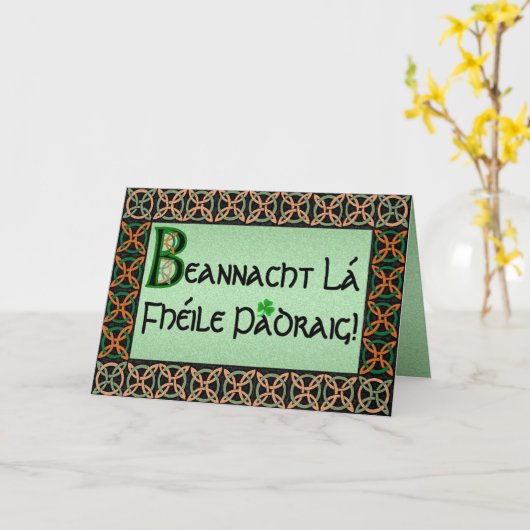 Irish Gaelic St. Patrick's Day Kaart (Gele Bloem)