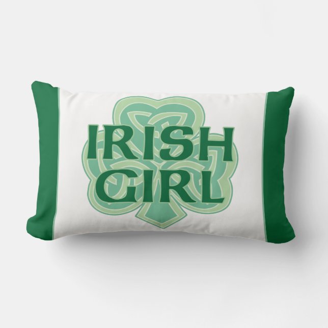 Irish Girl Celtic Knot Shamrock Kussen (Voorkant)