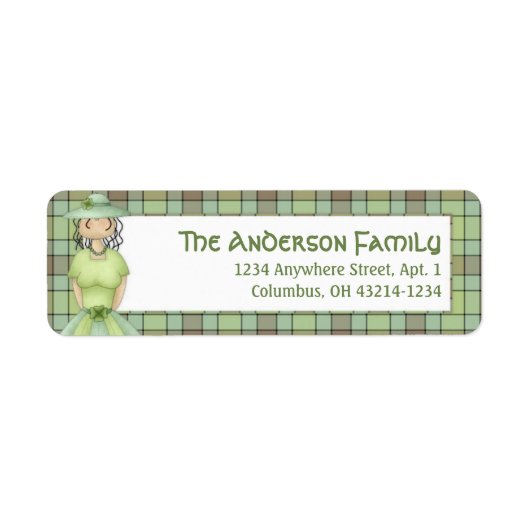 Irish Girl Doll St. Patrick's Address Label 1 (Voorkant)