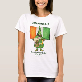 Irish Girl Gnome Likes Beer T-shirt