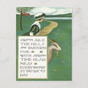 Irish Girl Goat Pasture Briefkaart