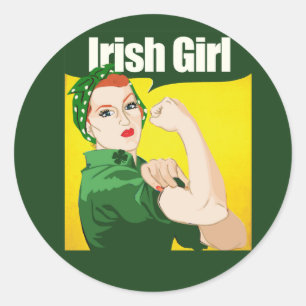 Irish Girl  Rosie Riveter Ronde Sticker