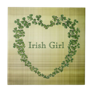 Irish Girl Shamrock Heart Tegeltje