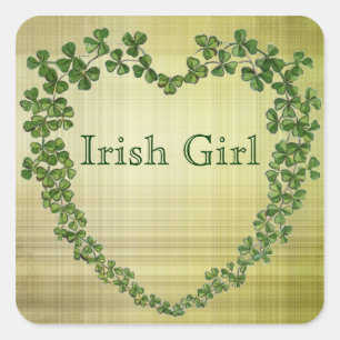 Irish Girl Shamrock Heart Vierkante Sticker