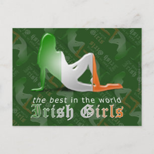 Irish Girl Silhouette Flag Briefkaart