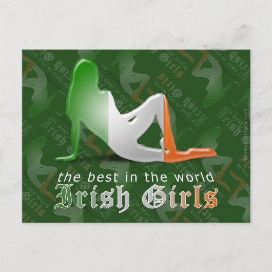Irish Girl Silhouette Flag Briefkaart (Voorkant)