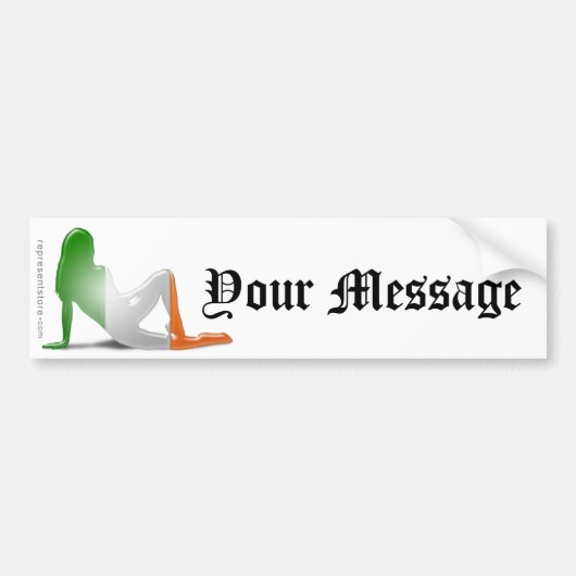 Irish Girl Silhouette Flag Bumpersticker (Voorkant)