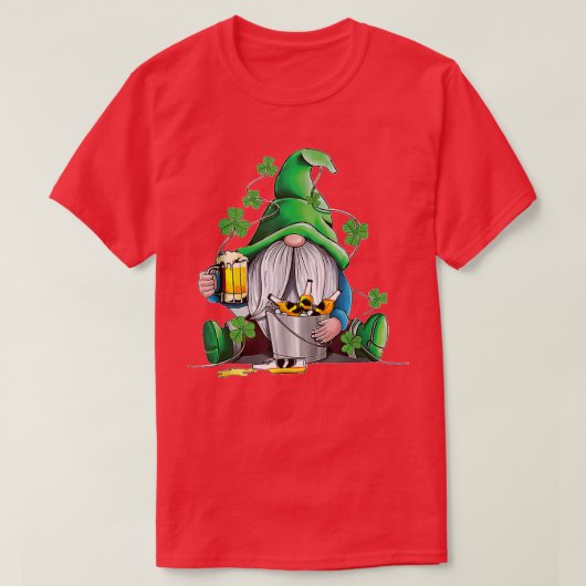 Irish Gnome Drink Beer Lucky Shamrock Gnome St Pat T-shirt (Design voorkant)