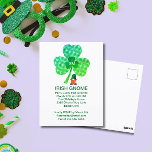 Irish Gnome Monogram Shamrock St Patricks Briefkaart