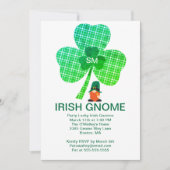 Irish Gnome Monogram Shamrock St Patricks Invite Feestdagenkaart (Voorkant)