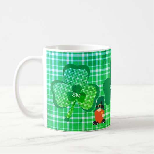 Irish Gnome Monogram Shamrock St Patricks Koffiemok (Links)