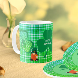 Irish Gnome Monogram Shamrock St Patricks Koffiemok